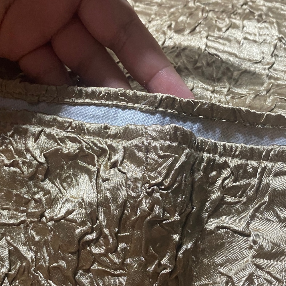 Lisa Says Gah‎ Gwen Metallic Champagne Color Dress Midi Cut Out Open Back Large - Picture 11 of 12
